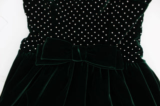 Vestido maxi largo de terciopelo verde con cristal