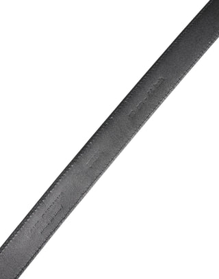 Black Calf Leather Classic Metal Buckle Belt