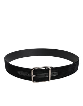 Black Cotton Silver Metal Buckle Belt