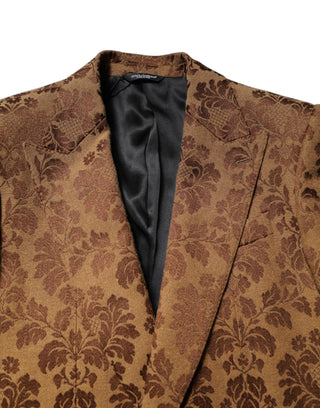 Brown Floral Jacquard SICILIA 2 Piece Suit