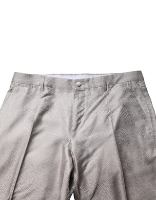 Hellgrauer Jacquard-Seidenanzug mit Punkten, zweiteilig