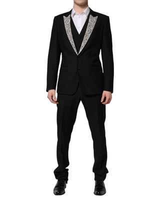 Traje MARTINI negro de tres piezas con cristales embellecidos