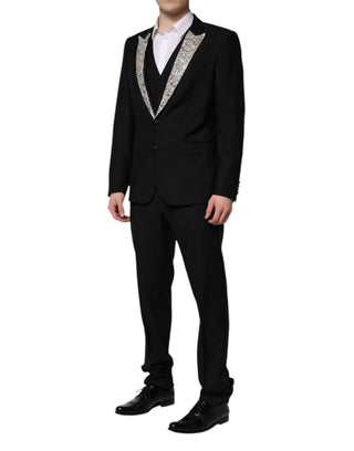 Traje MARTINI negro de tres piezas con cristales embellecidos