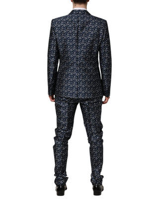 Traje de 3 piezas azul MARTINI con jacquard de estrella