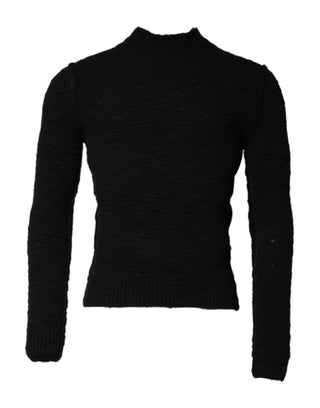 Schwarzer Strickpullover mit Rundhalsausschnitt aus Wolle