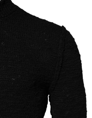 Schwarzer Strickpullover mit Rundhalsausschnitt aus Wolle