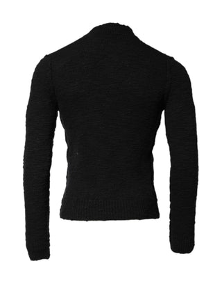 Schwarzer Strickpullover mit Rundhalsausschnitt aus Wolle