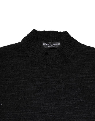 Schwarzer Strickpullover mit Rundhalsausschnitt aus Wolle