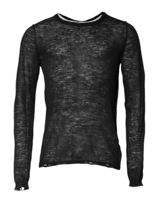Schwarzer Polyester Rundhalspullover