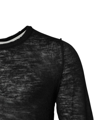 Schwarzer Polyester Rundhalspullover