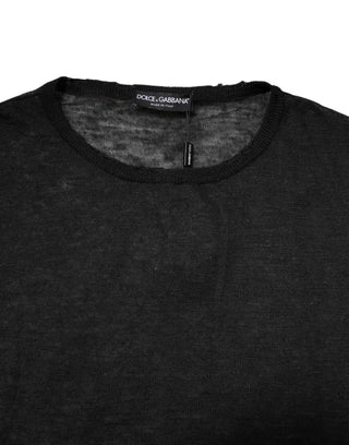 Schwarzer Polyester Rundhalspullover