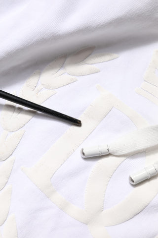 White Embossed Logo Hooded Sweatshirt Sweater