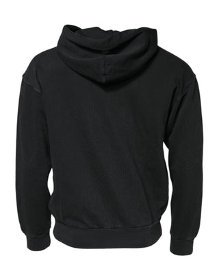 Sudadera negra para hombre con capucha y cremallera completa con logo