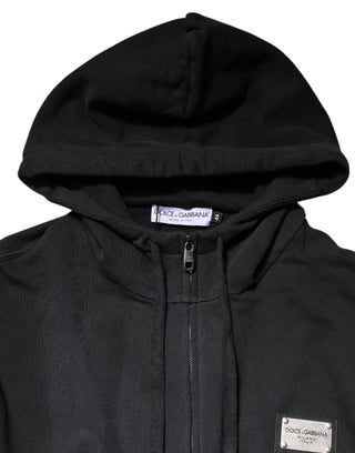 Sudadera negra para hombre con capucha y cremallera completa con logo