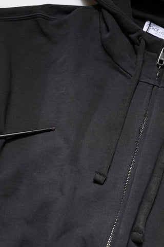 Sudadera negra para hombre con capucha y cremallera completa con logo