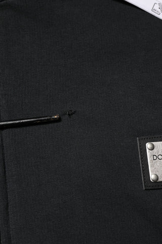 Black Logo Full Zip Hooded Men Sweatshirt Sweater