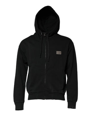 Sudadera negra para hombre con capucha y cremallera completa con logo