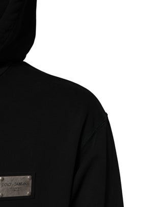 Sudadera negra para hombre con capucha y cremallera completa con logo
