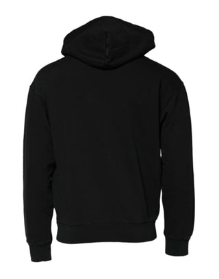 Sudadera negra para hombre con capucha y cremallera completa con logo