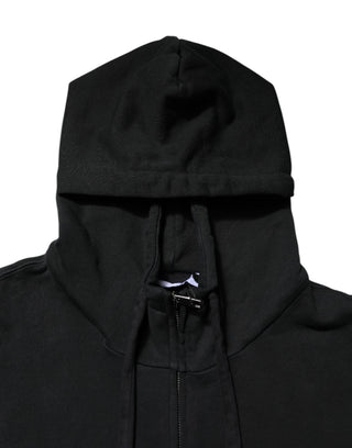 Sudadera negra para hombre con capucha y cremallera completa con logo