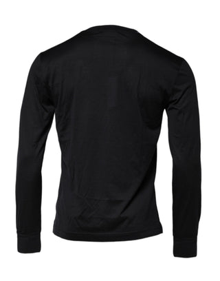 Suéter azul oscuro de seda para hombre con cuello redondo