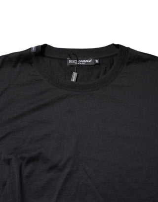 Suéter azul oscuro de seda para hombre con cuello redondo