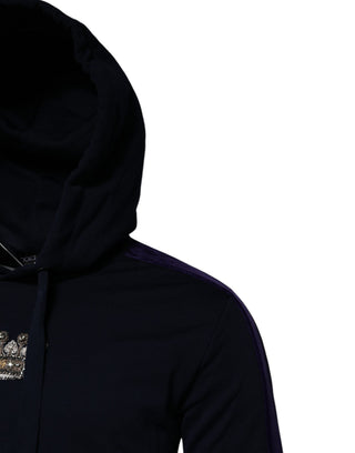 Black Crown Cotton Hooded Sweatshirt Sweater