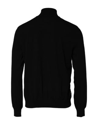 Suéter negro con cremallera completa y estampado de bandana blanca