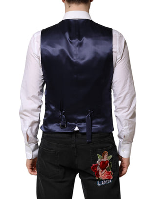 Chaleco formal para hombre de lana azul oscuro con logo