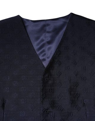 Chaleco formal para hombre de lana azul oscuro con logo