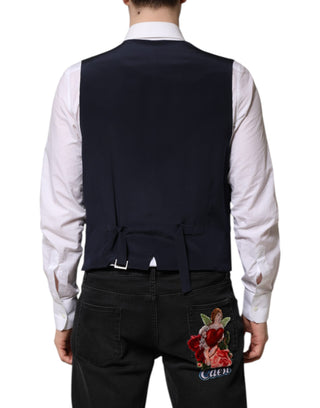 Chaleco formal para hombre de lana con rayas azules