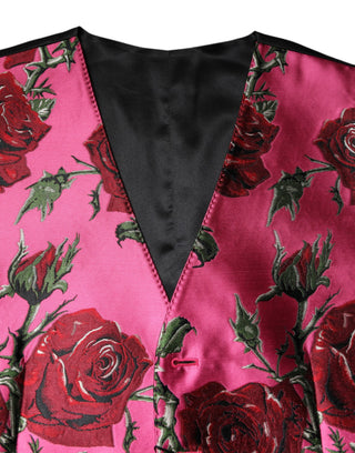 Chaleco formal para hombre rosa de satén floral
