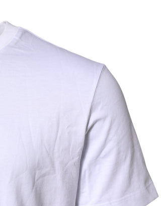 White Logo Embroidery Crew Neck T-shirt