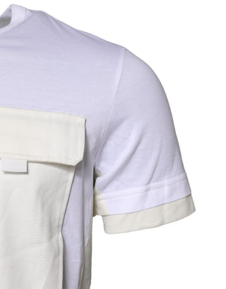 White Cotton Pocket Short Sleeves T-shirt