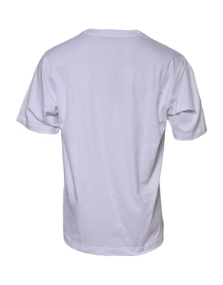 White Cotton Logo Print Crew Neck T-shirt
