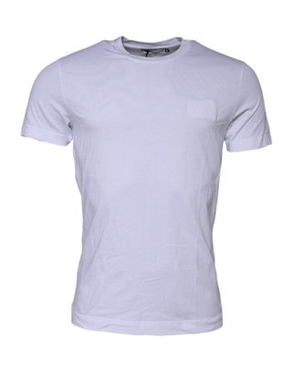 White Cotton Logo Patch Crew Neck T-shirt