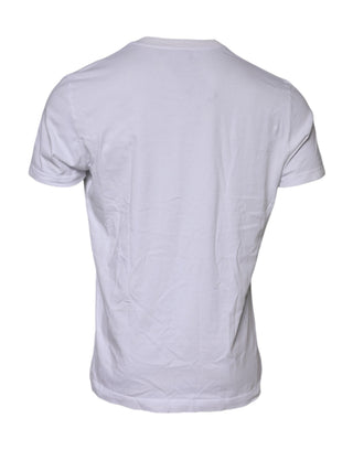 White Cotton Logo Patch Crew Neck T-shirt