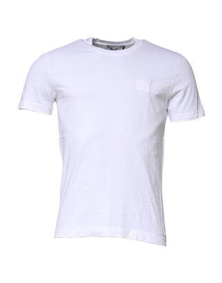 Weißes Baumwoll-T-Shirt mit Rundhalsausschnitt und kurzen Ärmeln
