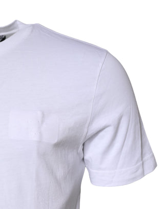 Weißes Baumwoll-T-Shirt mit Rundhalsausschnitt und kurzen Ärmeln