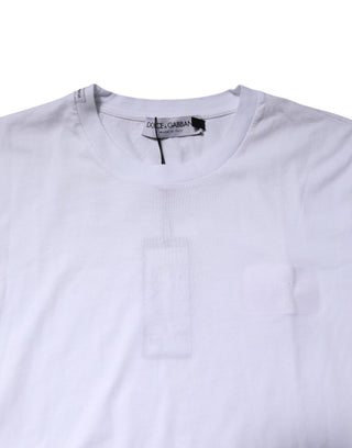 Weißes Baumwoll-T-Shirt mit Rundhalsausschnitt und kurzen Ärmeln
