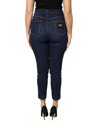 Jeans cortos de mezclilla azul de algodón de cintura alta  