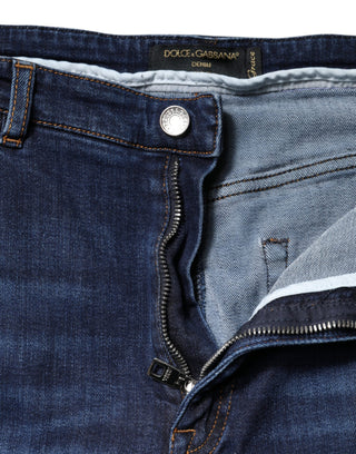 Jeans cortos de mezclilla azul de algodón de cintura alta  