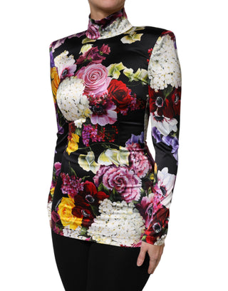 Blusa multicolor de hortensias de manga larga  