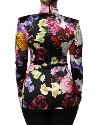 Blusa multicolor de hortensias de manga larga  