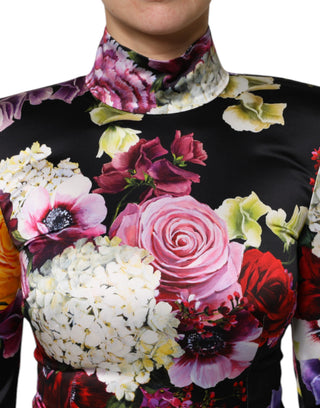 Blusa multicolor de hortensias de manga larga  