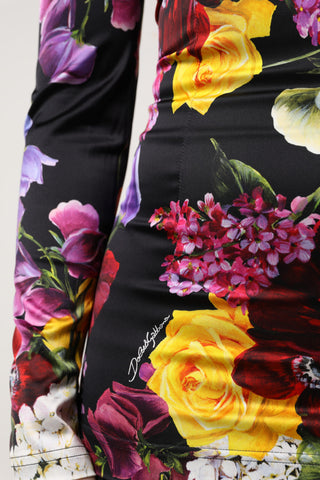 Blusa multicolor de hortensias de manga larga  