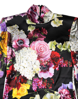 Blusa multicolor de hortensias de manga larga  
