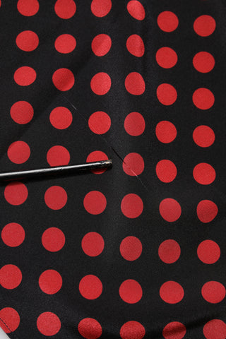 Black Red Polka Dot Silk Long Sleeves Top