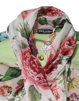 Top multicolor de manga larga con patchwork floral  