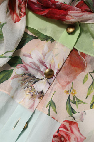 Top multicolor de manga larga con patchwork floral  